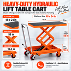 Hydraulic Lift Table Cart – Heavy Duty Scissor Lift Platform Cart for Garage, Workshop & Warehouse Material Handling