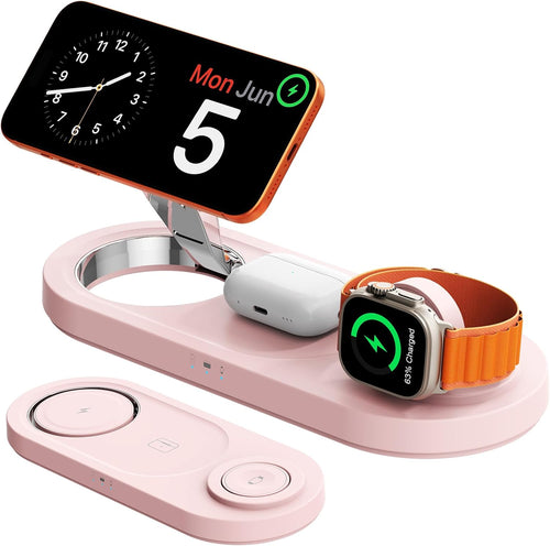 3-in-1 Foldable Magnetic Charging Station | 15W Fast Charger for iPhone, Apple Watch & AirPods | Metal Travel Design