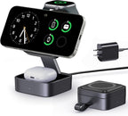 3-in-1 Foldable Magnetic Charging Station | 15W Fast Charger for iPhone, Apple Watch & AirPods | 20W Adapter Included