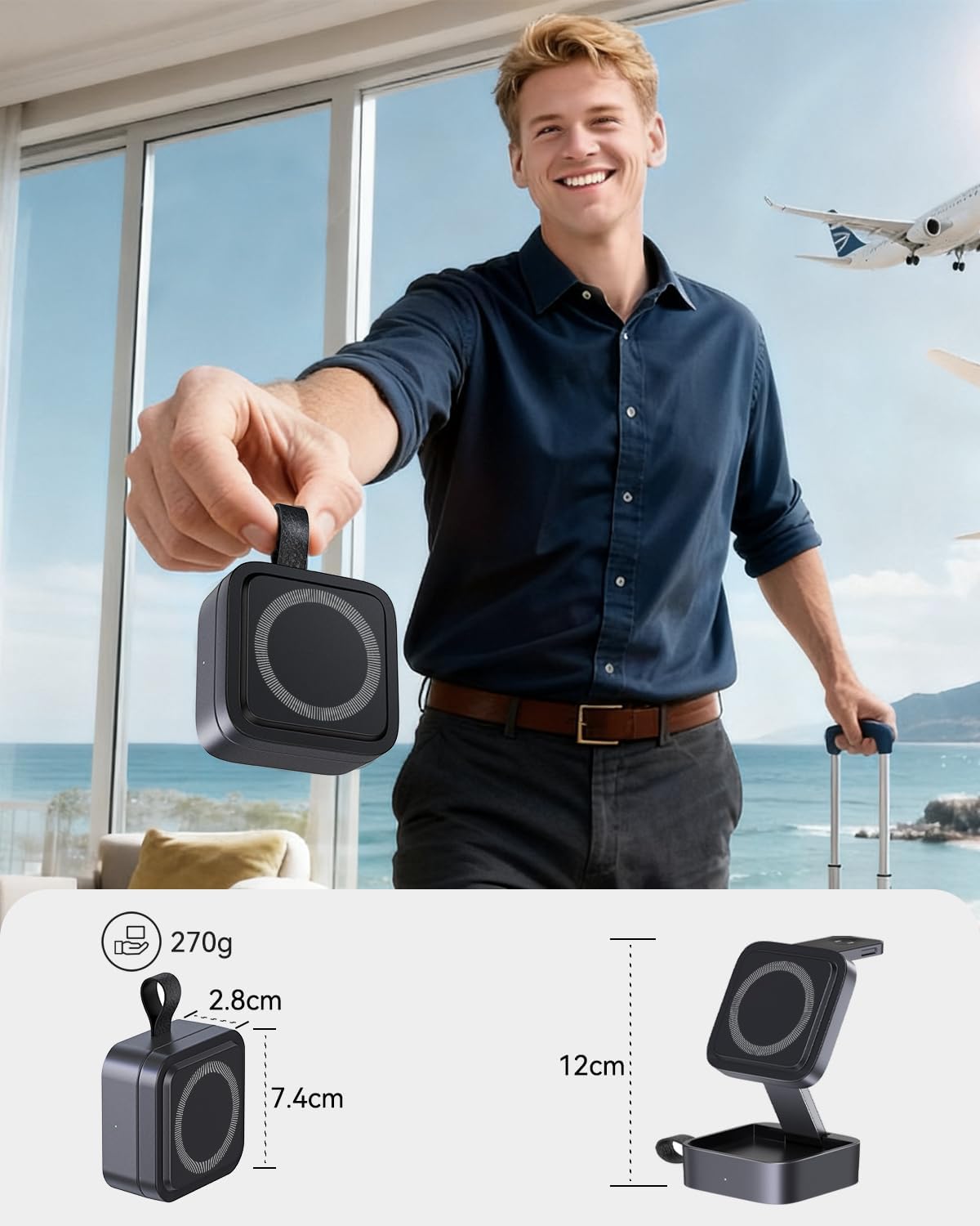 3-in-1 Foldable Magnetic Charging Station | 15W Fast Charger for iPhone, Apple Watch & AirPods | 20W Adapter Included