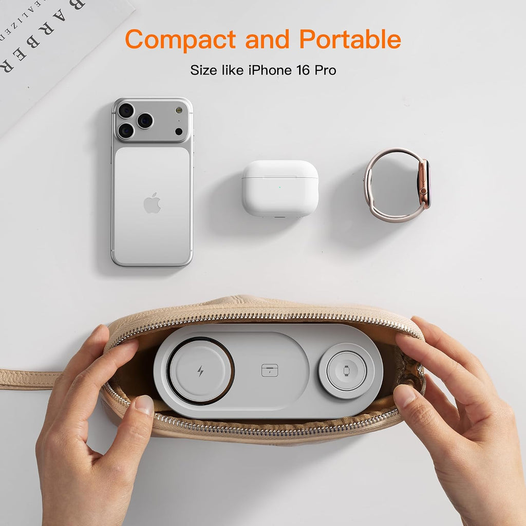 3-in-1 Foldable Magnetic Charging Station | 15W Fast Charger for iPhone, Apple Watch & AirPods | Metal Travel Design