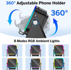 Wireless Induction Bluetooth Speaker with Adjustable Phone Stand | RGB Lights & 3500mAh Battery