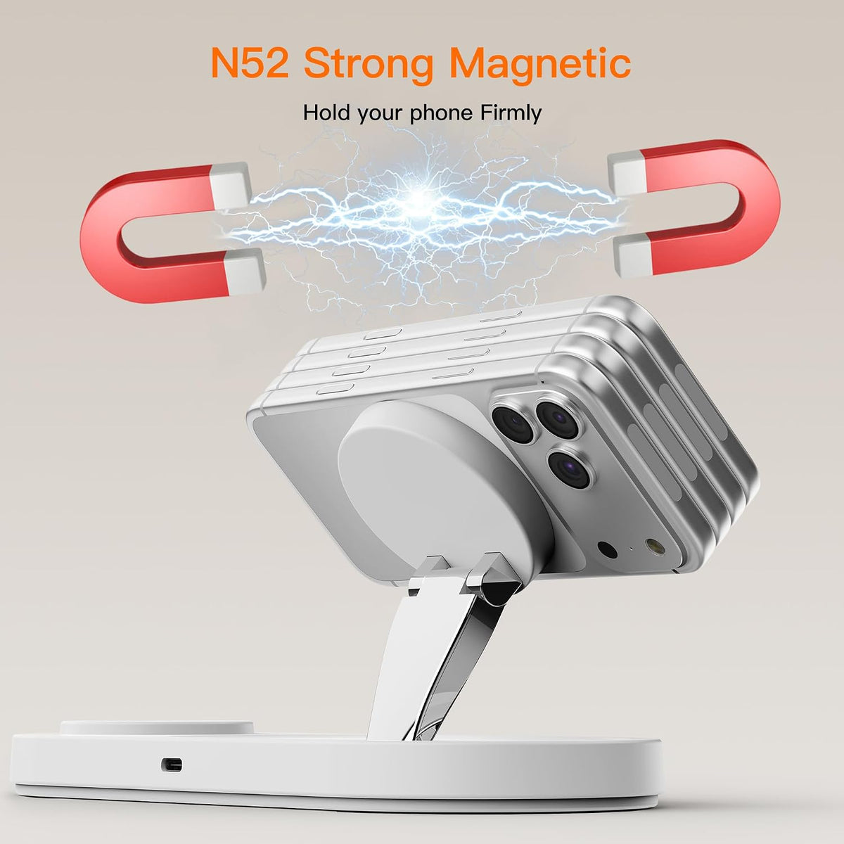 3-in-1 Foldable Magnetic Charging Station | 15W Fast Charger for iPhone, Apple Watch & AirPods | Metal Travel Design