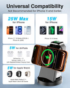 3-in-1 Magnetic Wireless Charging Station | 25W Fast Charger for iPhone, Apple Watch & AirPods | 45W Adapter Included