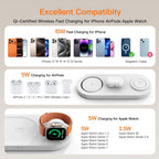 3-in-1 Foldable Magnetic Charging Station | 15W Fast Charger for iPhone, Apple Watch & AirPods | Metal Travel Design