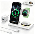 3-in-1 Foldable Wireless Charging Station for iPhone, Apple Watch & AirPods | 15W Fast Charger with LED Night Light | Black