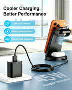3-in-1 Magnetic Wireless Charging Station | 25W Fast Charger for iPhone, Apple Watch & AirPods | 45W Adapter Included