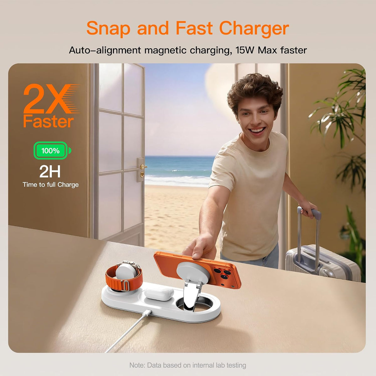 3-in-1 Foldable Magnetic Charging Station | 15W Fast Charger for iPhone, Apple Watch & AirPods | Metal Travel Design
