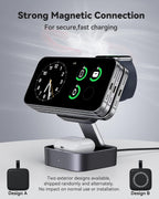 3-in-1 Foldable Magnetic Charging Station | 15W Fast Charger for iPhone, Apple Watch & AirPods | 20W Adapter Included