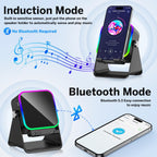 Wireless Induction Bluetooth Speaker with Adjustable Phone Stand | RGB Lights & 3500mAh Battery