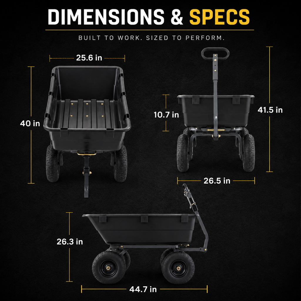Large Capacity Garden Cart with Dump Function – Heavy-Duty Outdoor Hauling Wagon