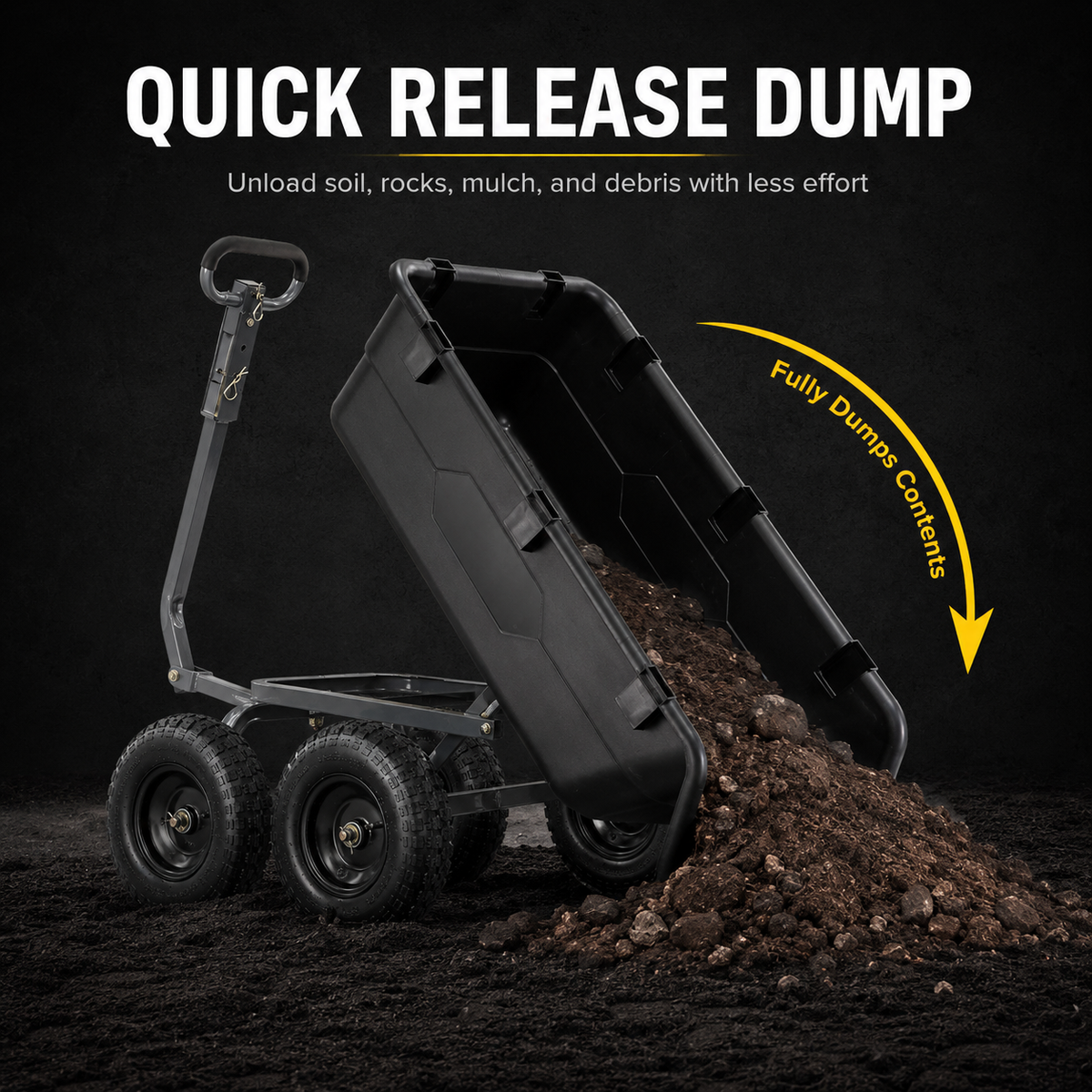 Large Capacity Garden Cart with Dump Function – Heavy-Duty Outdoor Hauling Wagon